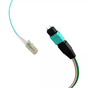 MPO-PLUS (M) til LC fanout-kabel OM3 12 fibre type B LSZH aqua 0,4 m MPOM12LCOM3-0,4