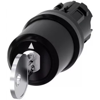 Siemens SIRIUS ACT nøgleafbryder, 22mm, 2-positioner, fastlåsende, 90°, sort plastfrontring, SSG10 nøgle 3SU10005HJ010AA0