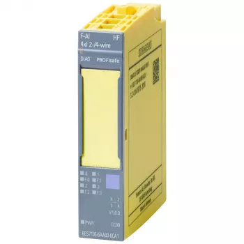 Siemens SIMATIC ET 200SP failsafe-analogindgangsmodul F-AI 4xI (0)4..20mA HF, 4 kanaler, 16 bit, SIL 3, PL e, 20 mm bredde, 6ES7136-6AA00-0CA1