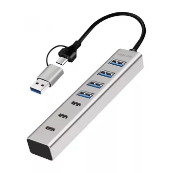 LogiLink USB 3.0 hub, 7-port, 4x USB-A 3x USB-C, aluminiumshus