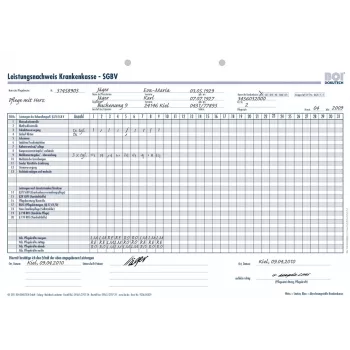 BOI Dokumentation af ydelser til sygesikring SGB V formularer, 50 ark, A4, hvid 9206-00329