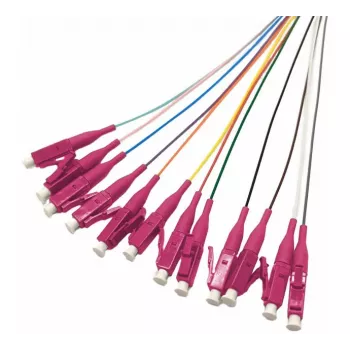 Tecline Fiber Optic Pigtails, OM4, Colored, LC/UPC, 2.0 m, 12 Pieces 20500017