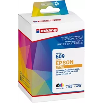 Edding EDD-609 kompatibelt 5-pak blækpatron-sæt til Epson 202XL (sort, fotosort, cyan, magenta, gul) 18-609-01