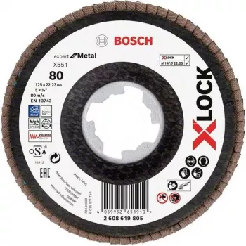 Bosch Accessories 2608619805 Expert for Inox X-LOCK skæreskive, 125 mm x 1,0 mm, 60 korn, rustfrit stål, 1 stk.