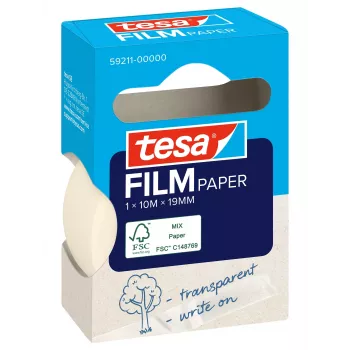 Tesa 59211 papirtape 19 mm x 10 m, naturhvid, rivbar i hånden, skrivbar, opløsningsmiddelfri 59211-00000-00