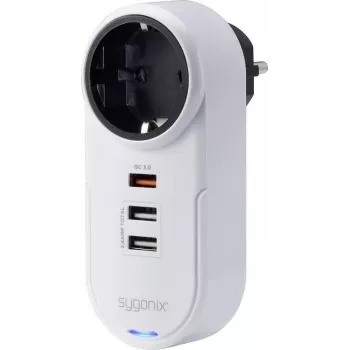 Sygonix SY-4512994 Schuko-mellemstik med 2 USB-ladeporte, hvid