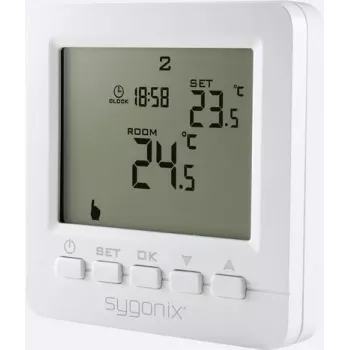 Sygonix indbygningsrumtermostat med ugeprogram, 5 til 35 °C, hvid (SY-4500818)