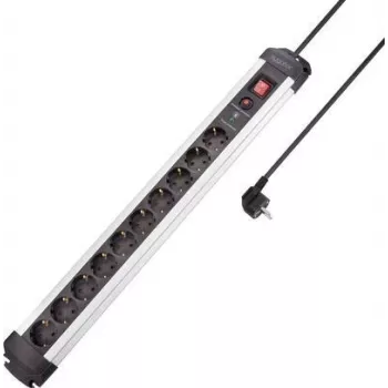 SYGONIX SY-4755616 overspændingsbeskyttelse stikdåseliste sølv sort 6 Schuko stikdåser 1,5m