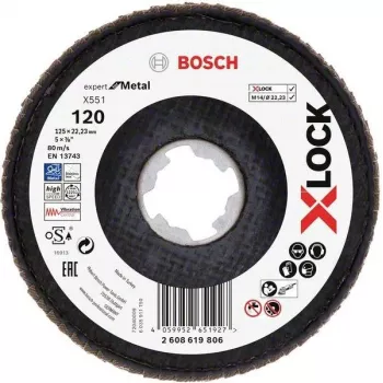 Bosch Accessories 2608619806 Expert for Inox X-LOCK Grinding Disc 125 mm, Grit 60, 1 Piece