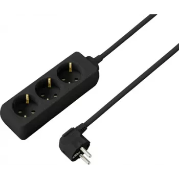 Sygonix SY-4890978 stikdåseliste sort Schuko 3 stikdåser 1,5 m overspændingsbeskyttelse