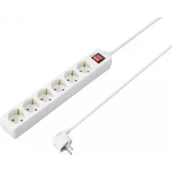 SYGONIX SY-4891004 4-fach stikdåseliste med kontakt, hvid, 1,5 m kabel, Schuko