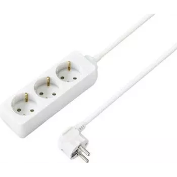 SYGONIX SY-4890980 6-vejs Schuko-stikdåse hvid, 1,5 m kabel, uden afbryder, børnesikring