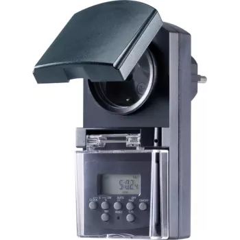 Sygonix SY-5044422 Digital Timer Stikdåse, Ugeprogram, 1800 W, IP44, Nedtællings- & Tilfældig Funktion, hvid