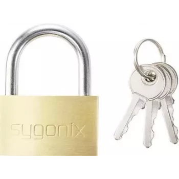 Sygonix SY-5045284 hængelås 39,8 mm enslåsende? Nej, forskelligt låsende guld-gul massiv messing med hærdet stålbøjle
