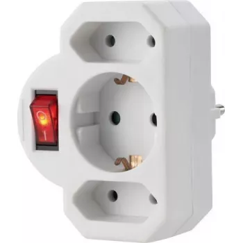 Sygonix SY-4673744 3-fag Schuko-stikdåse med belyst kontakt - hvid