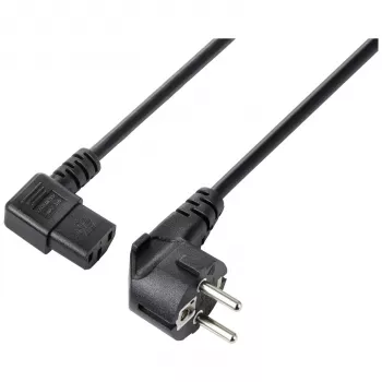 Sygonix SY-5243882 IEC C13-netkabel, CEE 7/7 vinklet Schuko til IEC C13-bøsning, 3 m, sort