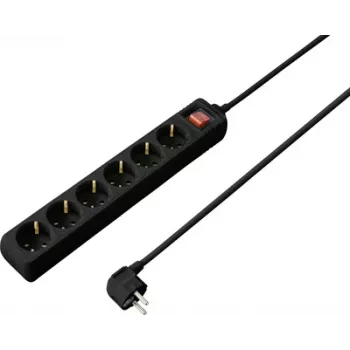 Sygonix SY-4891002 Schuko-stikdåse med kontakt, sort, 1 stikdåse, 1,5 m kabel