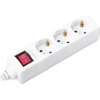 Sygonix BT-2372210 3-vejs stikdåse med belyst afbryder, hvid, 1,5 m kabel