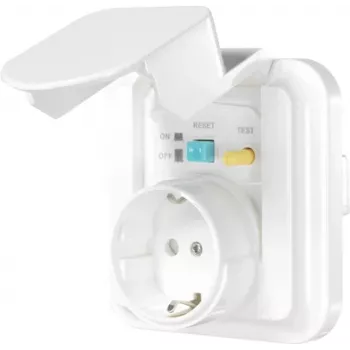 Sygonix SY-5775152 1-faset indbygnings-HFI-stikkontakt med forhøjet berøringsbeskyttelse IP44 hvid