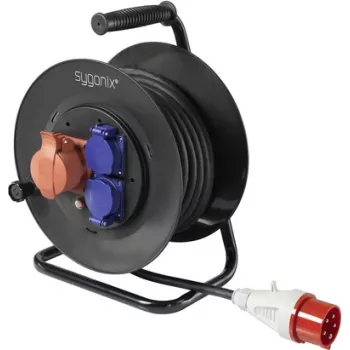 Sygonix SY-5806894 Kabeltromle 25 m CEE-Stik 16 A 5-polet IP44 sort