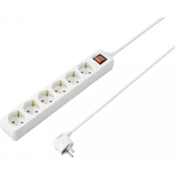 Sygonix SY-4891008 stikdåse med kontakt, 3 stikdåser, 1,5 m kabel, hvid