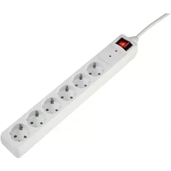 Sygonix SY-5044446 Overspændingsbeskyttelses-stikdåse hvid 6 stikdåser 1,5 m kabel