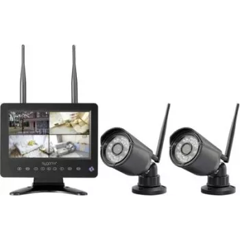Sygonix Trådløst overvågningskamera-sæt med 2 kameraer, 1280 x 720 pixel, 2,4 GHz, 7 inch skærm, IP66, nattesyn, tovejs-lyd, microSD op til 128 GB SY-6330454