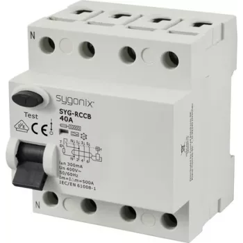 Sygonix SY-6438022 Fejlstrømsafbryder 4-polet 40 A 300 mA type A 400 V 10 kA