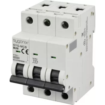Sygonix SY-6440996 3-polet automatsikring B20 20A 415V AC 6kA DIN-skinne