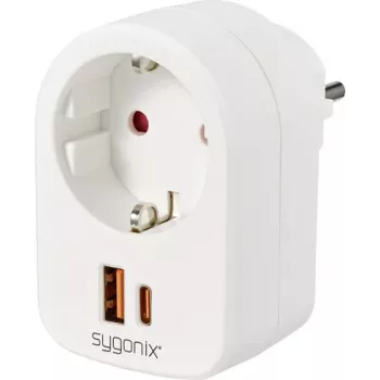 Sygonix SY-6713236 Stikdåseadapter med 2 USB-porte, type F, 3680 W, hvid