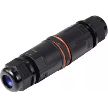 Sygonix SY-6748354 vejrbestandig kabelconnector med push-in-klemmer, 3-polet, IP68, sort