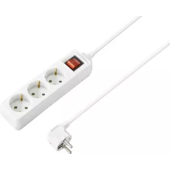 Sygonix SY-4890990 stikdåse med kontakt hvid Schuko 3-vejs 1,5 m