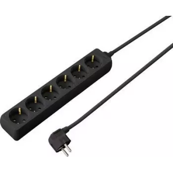SYGONIX SY-4890992 stikdåse, 6 Schuko-stikdåser, uden kontakt, sort, 1,5 m kabel
