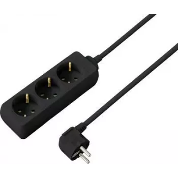 SYGONIX SY-4892462 stikdåse uden kontakt, 6 Schuko-stikdåser, 1,5 m kabel, sort