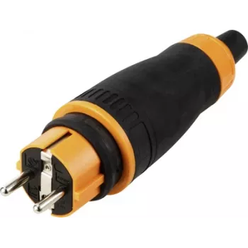 Sygonix SY-6618478 Schuko Earthing Contact Plug TPE PC 250 V/AC Black Orange IP44