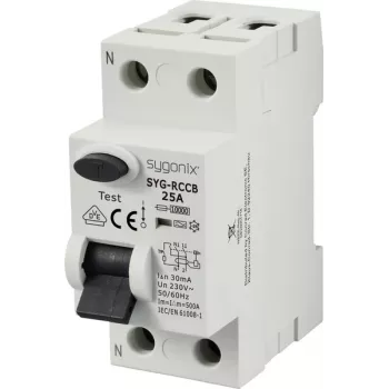 Sygonix SY-6438014 HFI-relæ 1P+N 25A 30mA Type A 230V AC 10kA