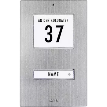 M-E MODERN-ELECTRONICS KT 1-EG klokkeplade, rustfrit stål, 1 tryk, IP44, hvid LED