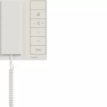Hager RTQ640X audio-indendørsstation med håndsæt til 2-tråds-IP-bus, polarhvid
