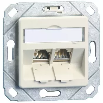 METZ CONNECT BTR E-DAT modul 8/8(8) UPk uden moduler - indbygningsdåse til data, CAT 6, ren hvid RAL 9010, 2 porte 1309151102-E-90