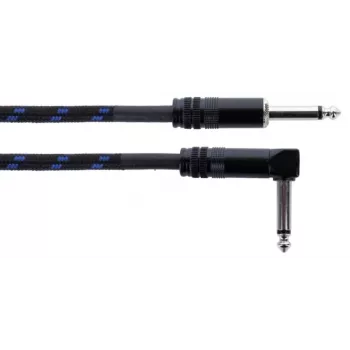 Cordial 14780 instrumentkabel 3 m – 6,3 mm TS jack til 6,3 mm TS jack, sort/blå tekstilkappe