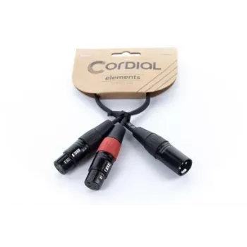 Cordial EY 0,3 MFF XLR Y-adapterkabel - 1x XLR-stik til 2x XLR-bøsning, 0,3 m, sort 14881