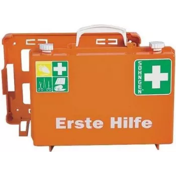 SÖHNGEN ERSTE-HILFE KOFFER DELUXE førstehjælpskuffert DIN 13157 orange ABS vægmontering O301138