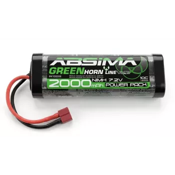 Absima Greenhorn NiMH batteripakke 7,2V 2000mAh T-plug softcase til RC-modeller