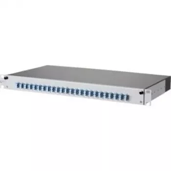 METZ CONNECT 1502697424-E Cat.6A afskærmet 24-port 1U patch panel, værktøjsfri IDC, lysegrå