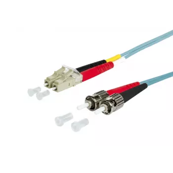 METZ BTR 151J1JOAO10E OpDAT OM3 LC-duplex til 2x ST multimode LWL-patchkabel, 1m, aqua, LSZH
