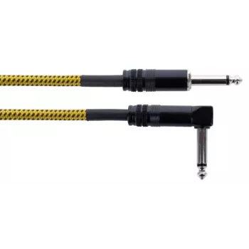 Cordial 14776 instrumentkabel 6,3mm mono-jack til 6,3mm mono-jack, 3m, sort/gul tekstil