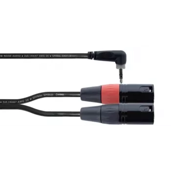 Cordial EY 3 WRMM XLR Y-adapterkabel 3m sort - 3,5mm TRS-stik til 2x XLR 3-polet stik, OFC, spiralafskærmning 14875