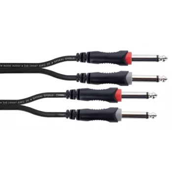 Cordial 14846 twin mono-jack-audiokabel 6m sort - dual 6,3mm TS til dual 6,3mm TS