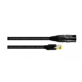 Cordial 15550 CAT 5e S/UTP patchkabel, 5 m, sort PUR-kappe, RJ45, Gigabit Ethernet, industri & udendørs