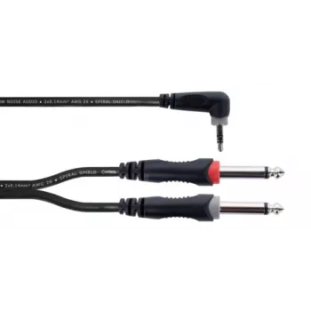 Cordial 14866 audio Y-adapterkabel 3,5 mm stereo til 2x 6,3 mm mono 1 m sort